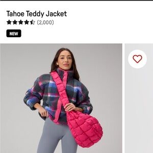 Fabletics Tahoe Teddy Jacket in Midnight Penny Plaid/Pink Crush